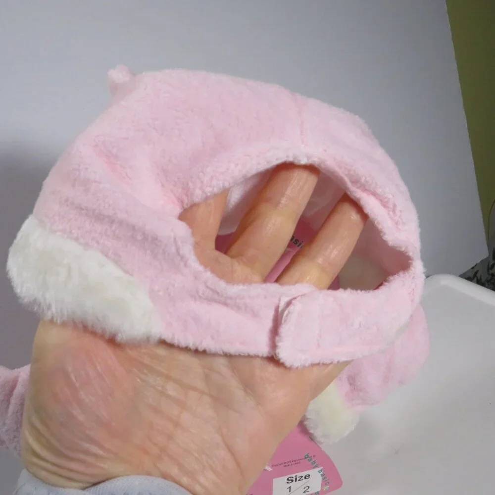 Baby Pink & White Bear Hat - cap, shoes & mittens  0-6mts Baby Girl